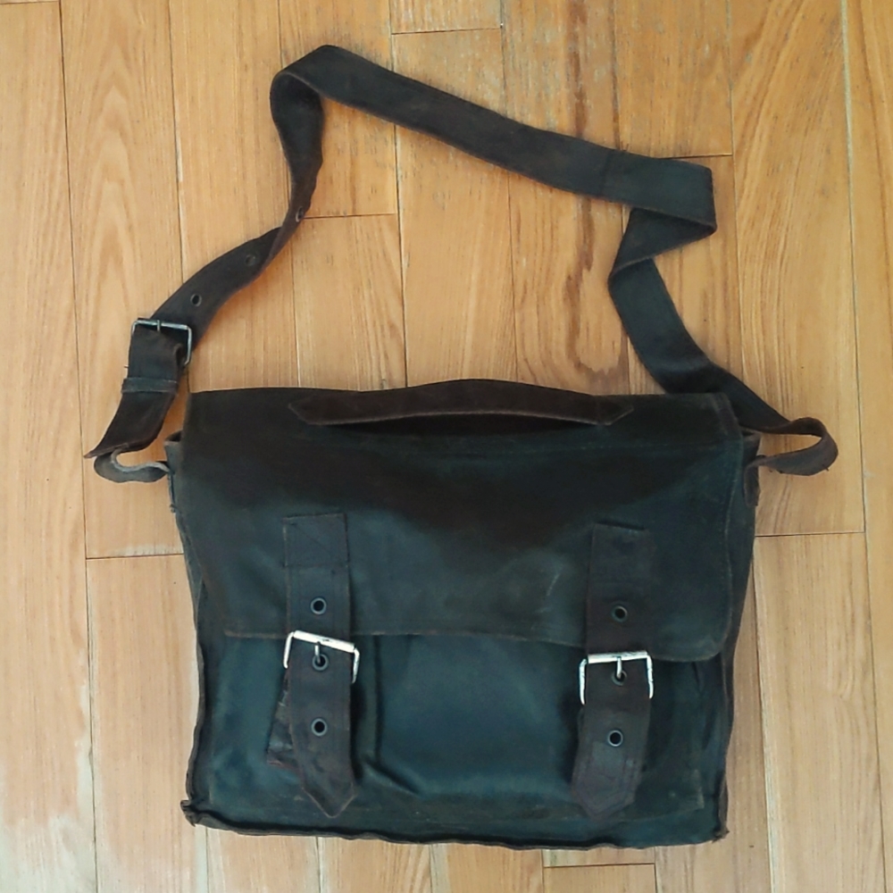 Vintage Brown Leather Crossbody Bag Satchel